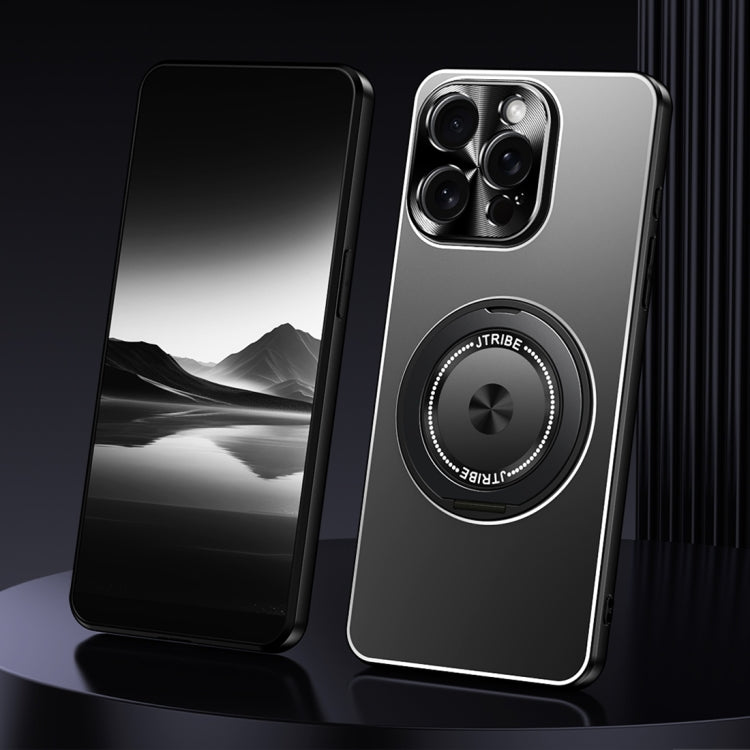 For iPhone 15 Pro Max Rotating Holder Frosted Metal Phone Case