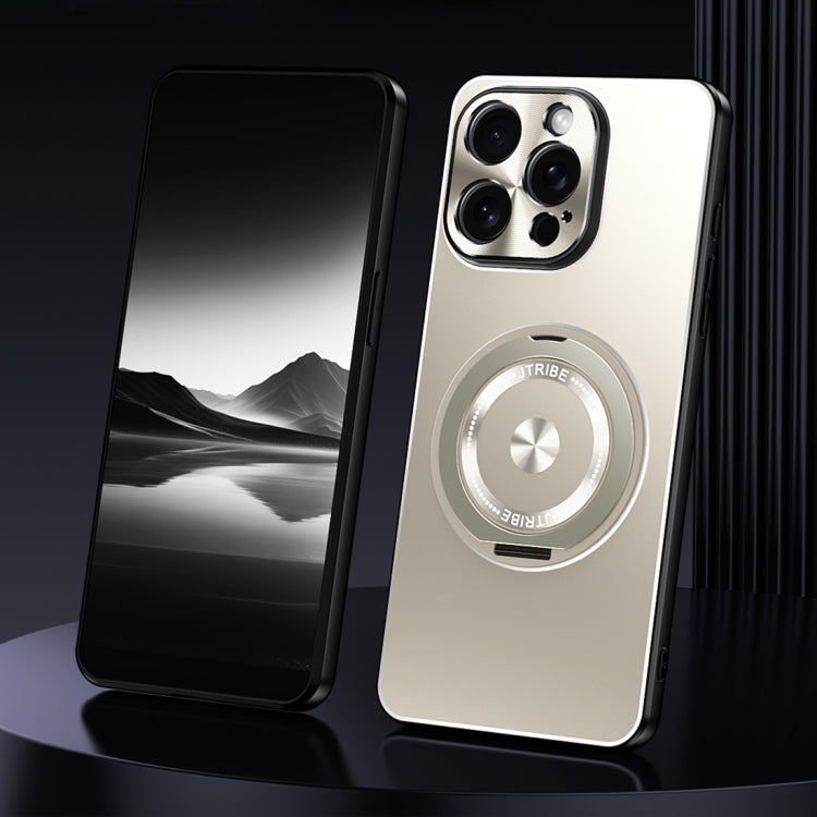 For iPhone 14 Pro Rotating Holder Frosted Metal Phone Case
