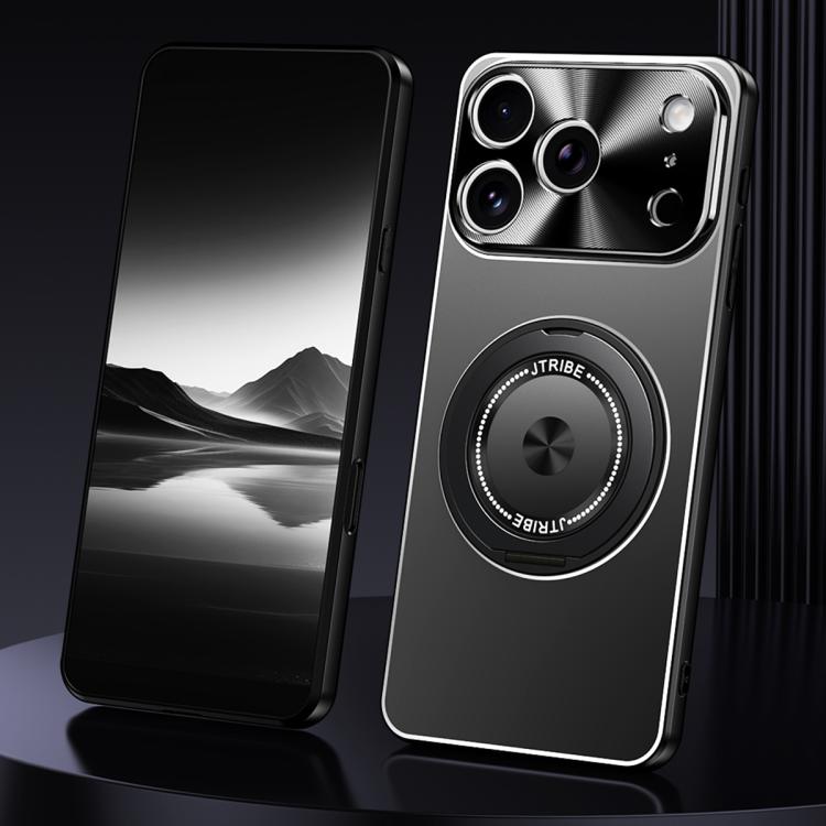For iPhone 17 Pro Rotating Holder Frosted Metal Phone Case