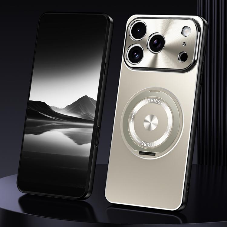 For iPhone 17 Pro Rotating Holder Frosted Metal Phone Case