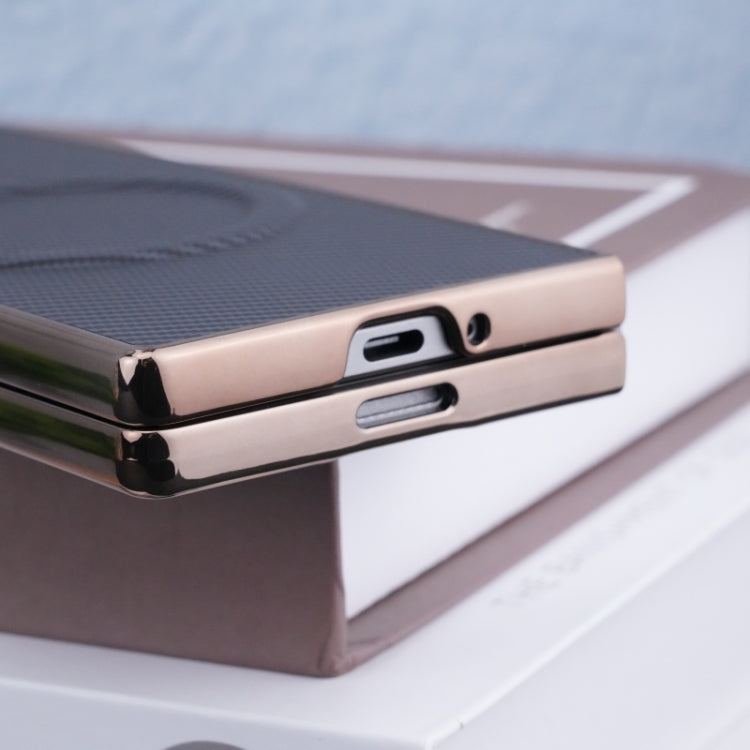 For Samsung Galaxy Z Fold6 Plating Frame MagSafe Carbon Fiber Fold Phone Case