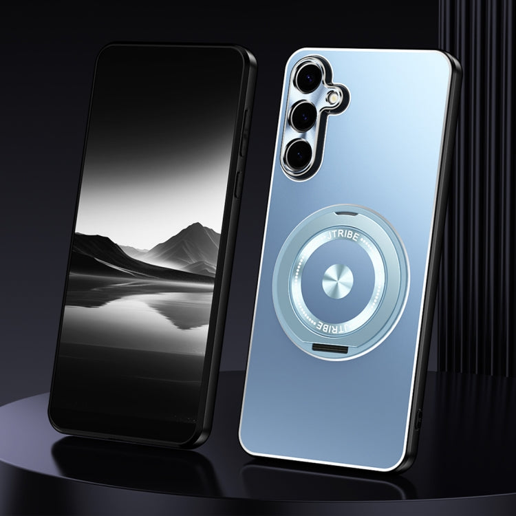 For Samsung Galaxy S24 5G Rotating Holder Frosted Metal Phone Case