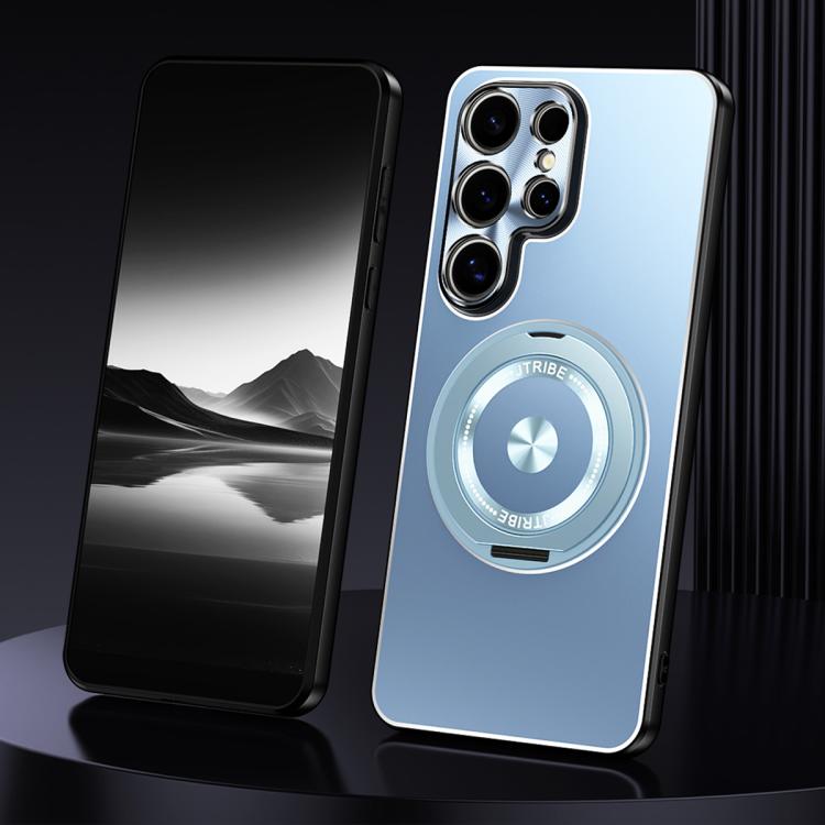 For Samsung Galaxy S25 Ultra 5G Rotating Holder Frosted Metal Phone Case