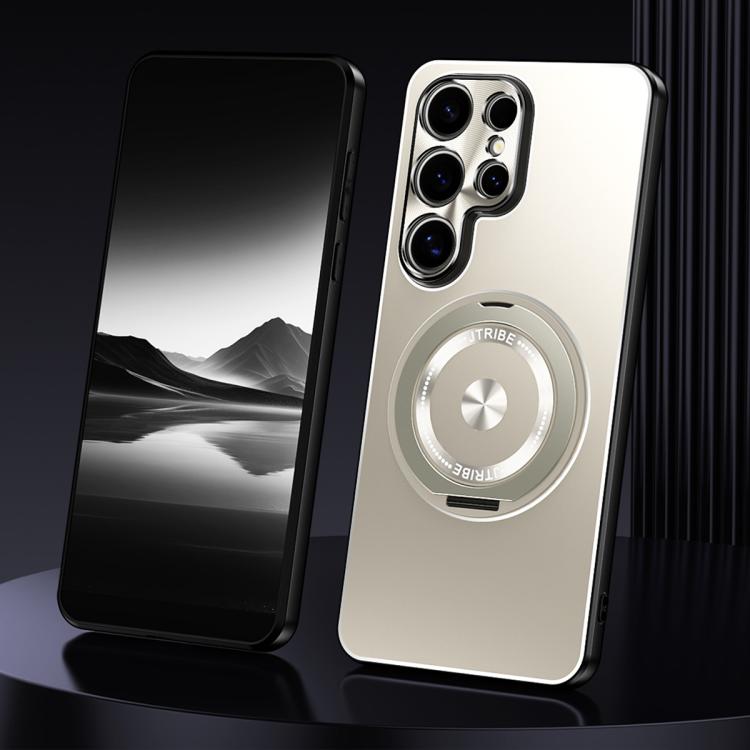 For Samsung Galaxy S25 Ultra 5G Rotating Holder Frosted Metal Phone Case