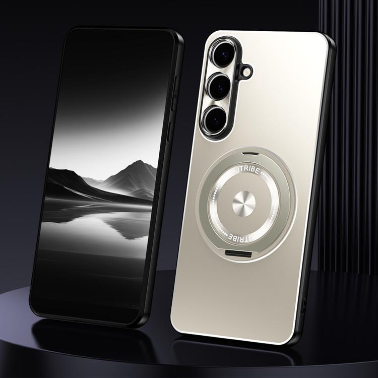 For Samsung Galaxy S25 5G Rotating Holder Frosted Metal Phone Case