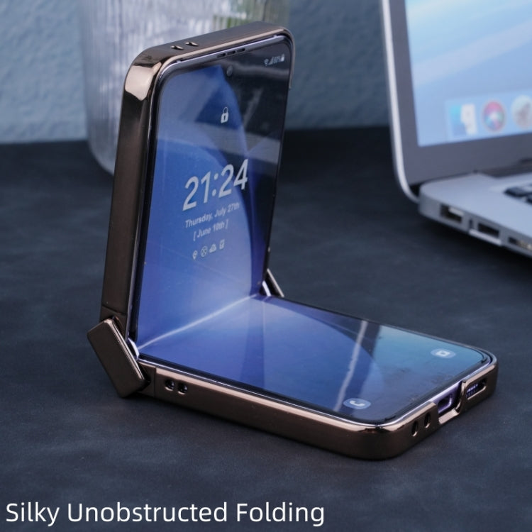 For Samsung Galaxy Z Flip6 / Flip7 FE Three Parts Plating Frame MagSafe Carbon Fiber Fold Phone Case