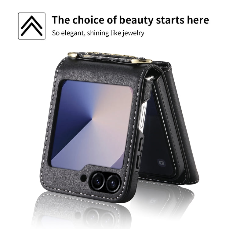 For Samsung Galaxy Z Flip6 / Flip7 FE POLA Multi-Card Slots Leaf Pattern Phone Case