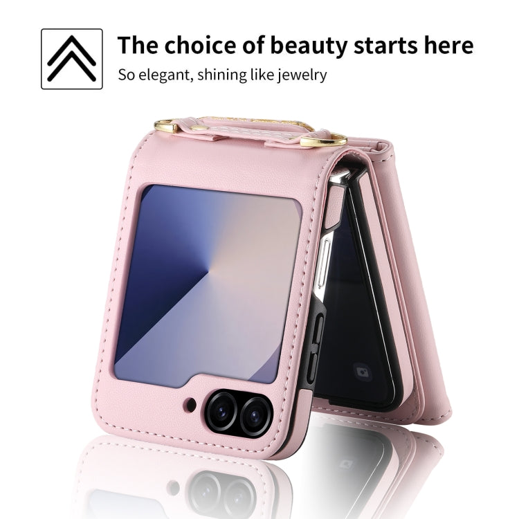 For Samsung Galaxy Z Flip6 / Flip7 FE POLA Multi-Card Slots Leaf Pattern Phone Case