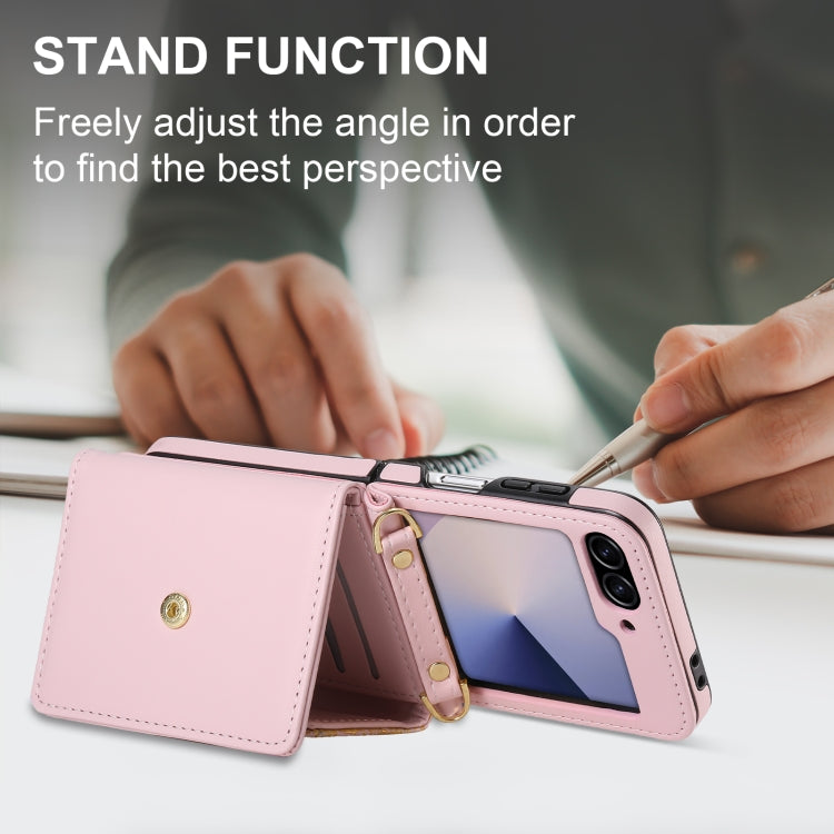 For Samsung Galaxy Z Flip6 / Flip7 FE POLA Multi-Card Slots Leaf Pattern Phone Case