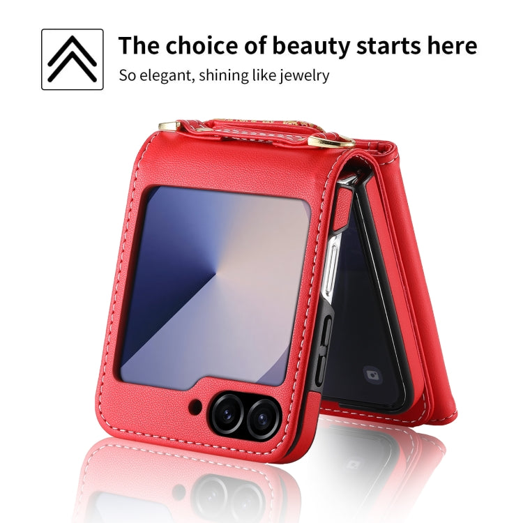 For Samsung Galaxy Z Flip6 / Flip7 FE POLA Multi-Card Slots Leaf Pattern Phone Case