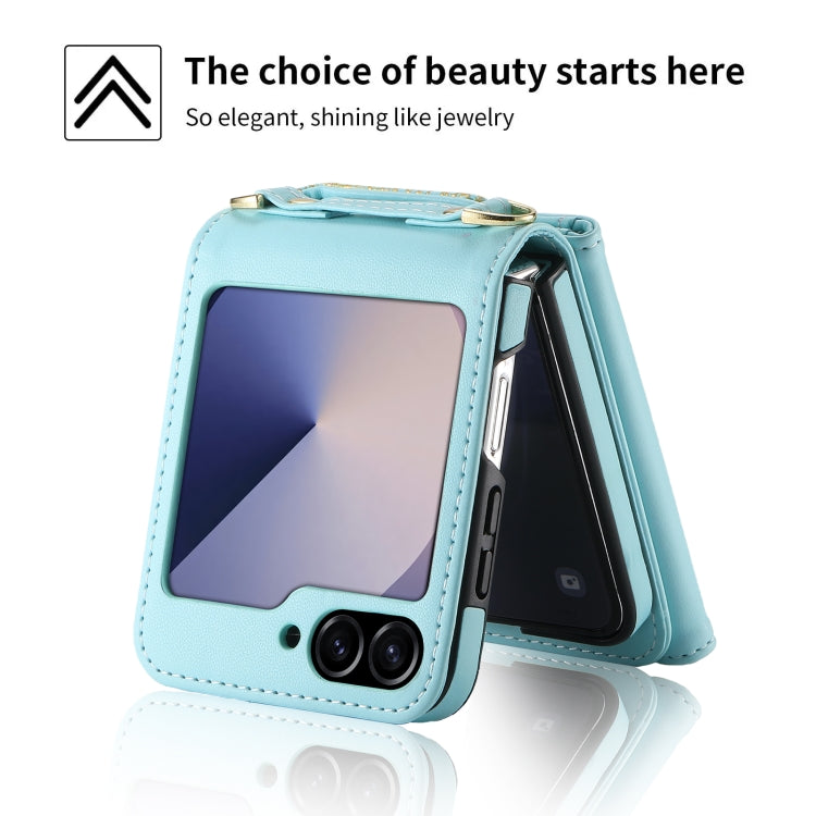 For Samsung Galaxy Z Flip6 / Flip7 FE POLA Multi-Card Slots Leaf Pattern Phone Case