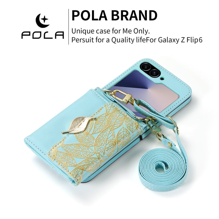 For Samsung Galaxy Z Flip6 / Flip7 FE POLA Multi-Card Slots Leaf Pattern Phone Case