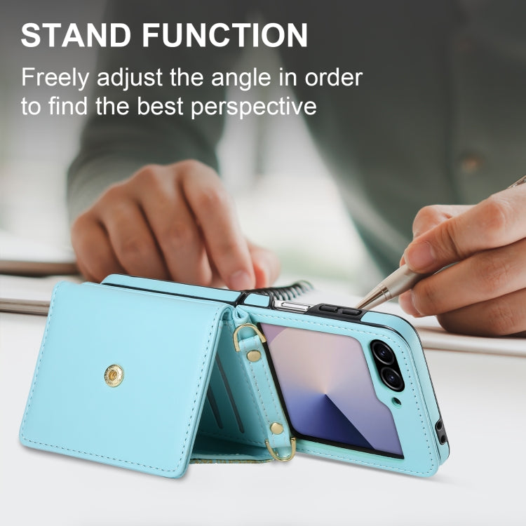For Samsung Galaxy Z Flip6 / Flip7 FE POLA Multi-Card Slots Leaf Pattern Phone Case