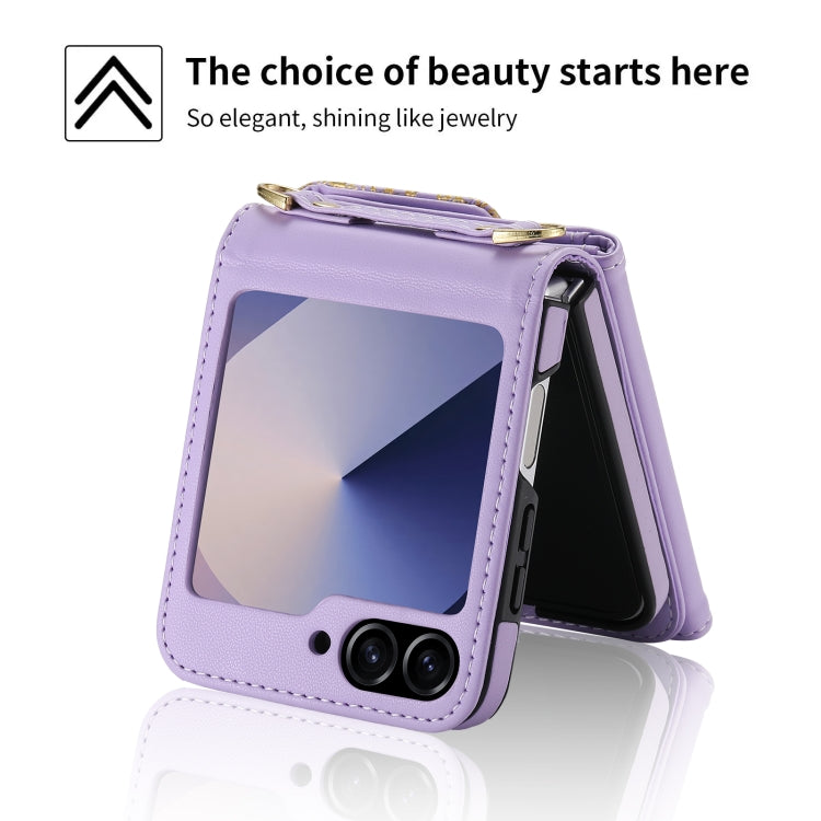 For Samsung Galaxy Z Flip6 / Flip7 FE POLA Multi-Card Slots Leaf Pattern Phone Case