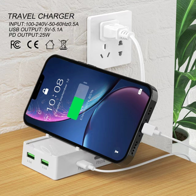 CY-PC03 50W 2 Type-C 2 USB Multi Ports Sharing Travel Charger, Plug:US Plug