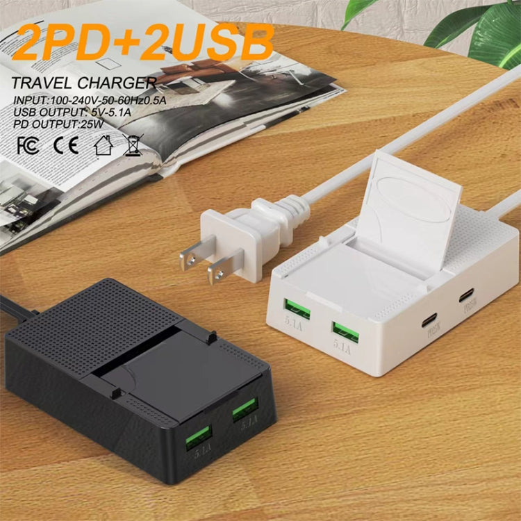 CY-PC03 50W 2 Type-C 2 USB Multi Ports Sharing Travel Charger, Plug:EU Plug