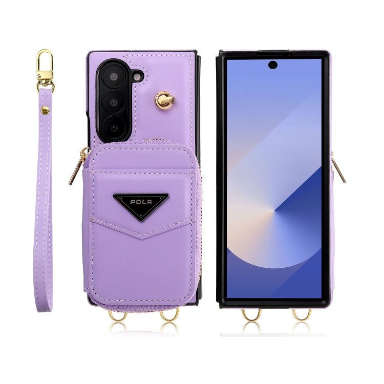 For Samsung Galaxy Z Fold6 POLA Multi-Card Slots Zipper Wallet Phone Case