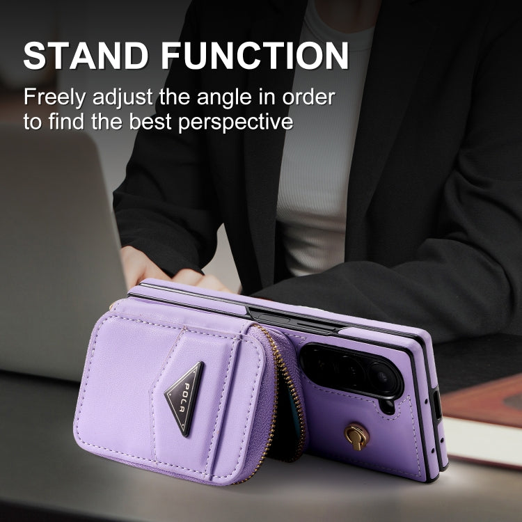 For Samsung Galaxy Z Fold6 POLA Multi-Card Slots Zipper Wallet Phone Case