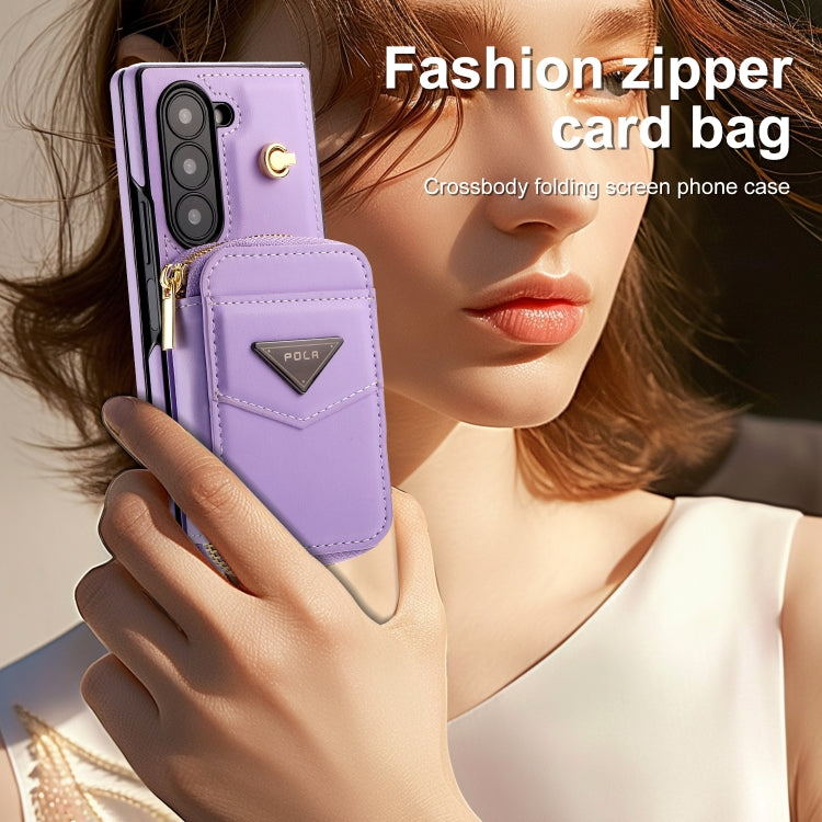 For Samsung Galaxy Z Fold6 POLA Multi-Card Slots Zipper Wallet Phone Case