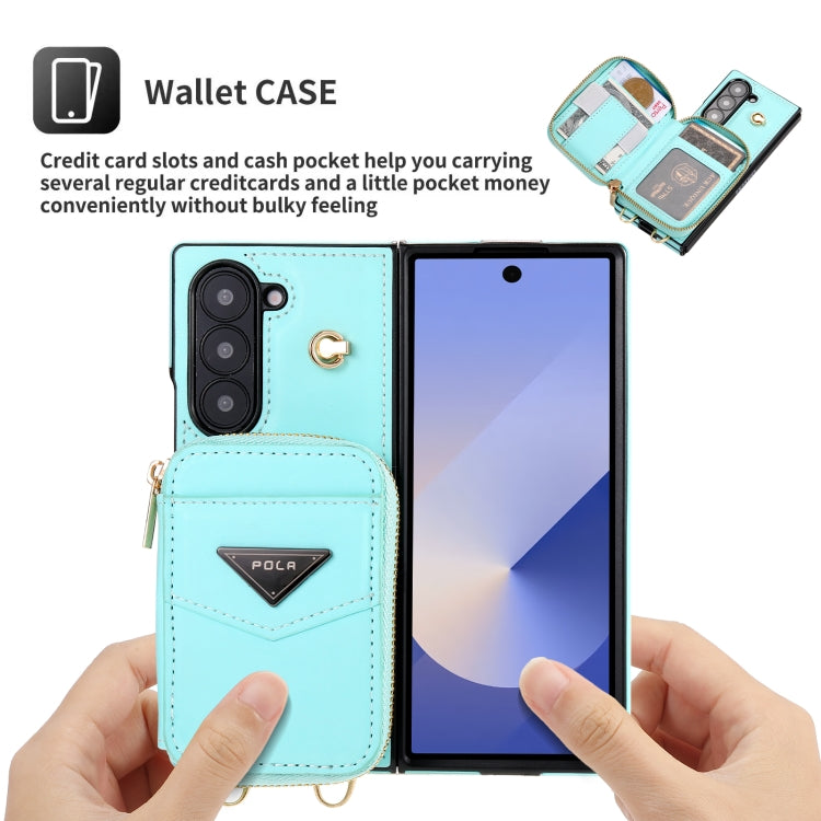 For Samsung Galaxy Z Fold6 POLA Multi-Card Slots Zipper Wallet Phone Case