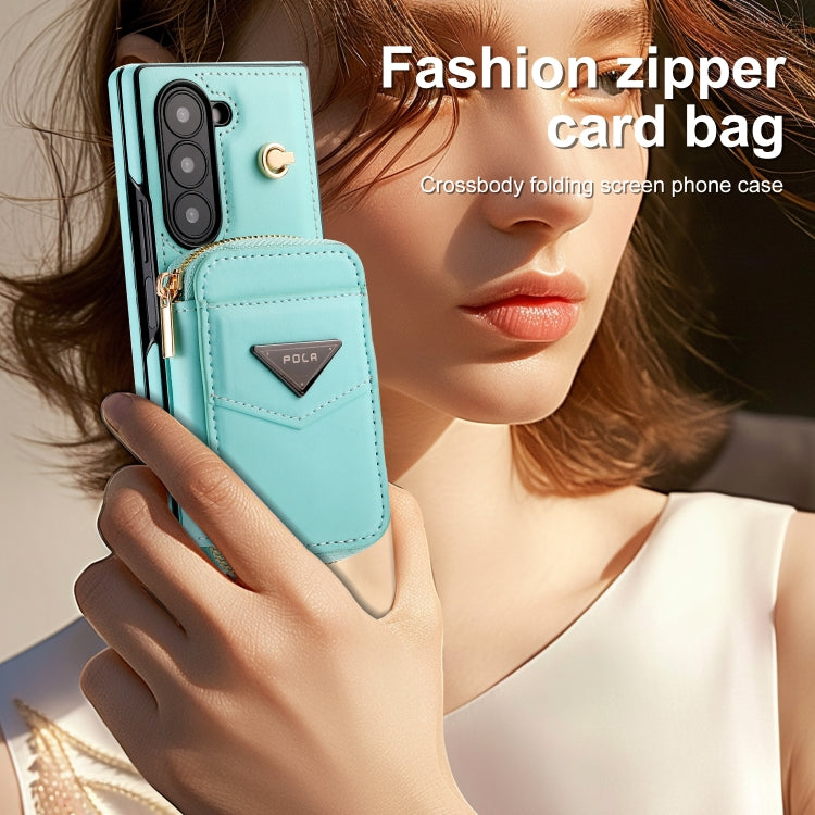 For Samsung Galaxy Z Fold6 POLA Multi-Card Slots Zipper Wallet Phone Case