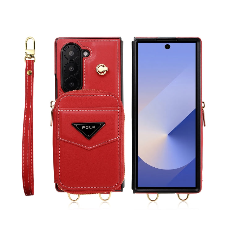 For Samsung Galaxy Z Fold6 POLA Multi-Card Slots Zipper Wallet Phone Case