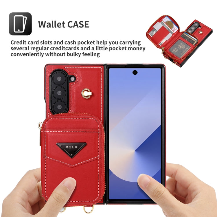 For Samsung Galaxy Z Fold6 POLA Multi-Card Slots Zipper Wallet Phone Case