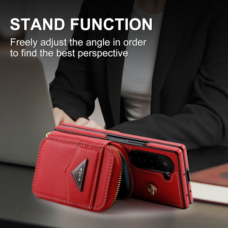 For Samsung Galaxy Z Fold6 POLA Multi-Card Slots Zipper Wallet Phone Case