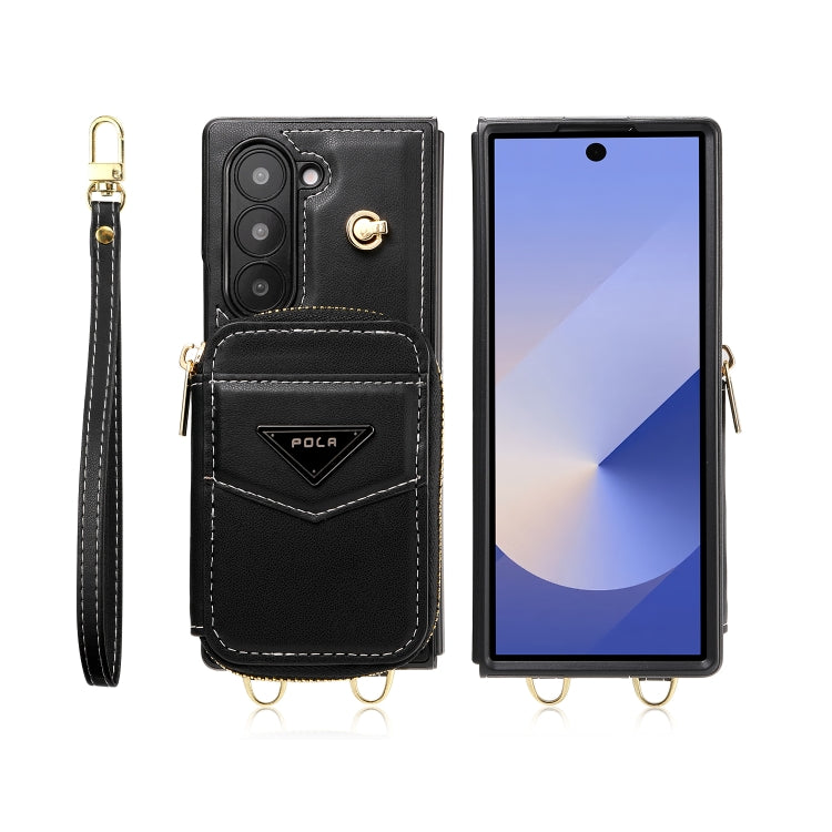For Samsung Galaxy Z Fold6 POLA Multi-Card Slots Zipper Wallet Phone Case
