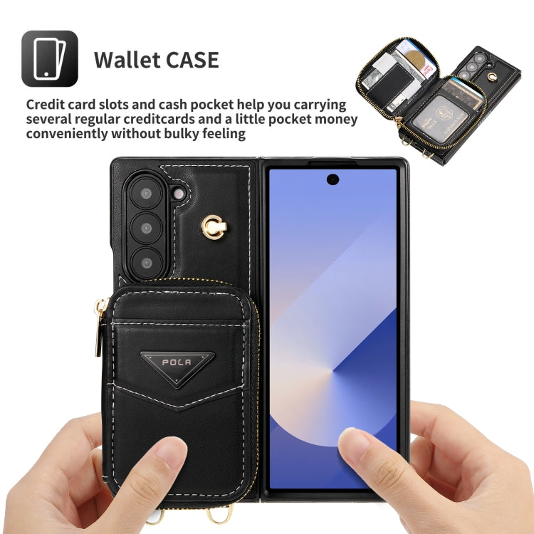 For Samsung Galaxy Z Fold6 POLA Multi-Card Slots Zipper Wallet Phone Case