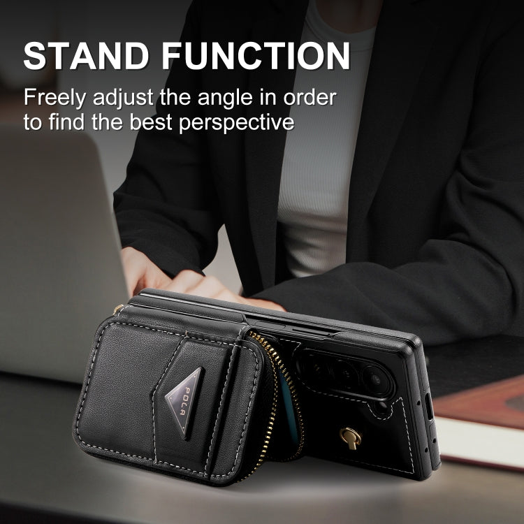 For Samsung Galaxy Z Fold6 POLA Multi-Card Slots Zipper Wallet Phone Case
