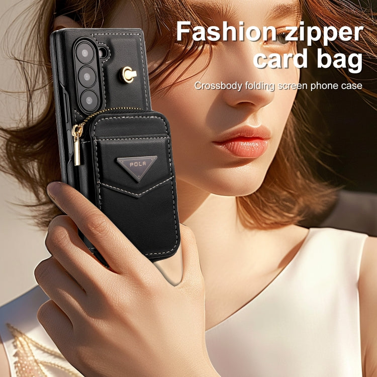 For Samsung Galaxy Z Fold6 POLA Multi-Card Slots Zipper Wallet Phone Case