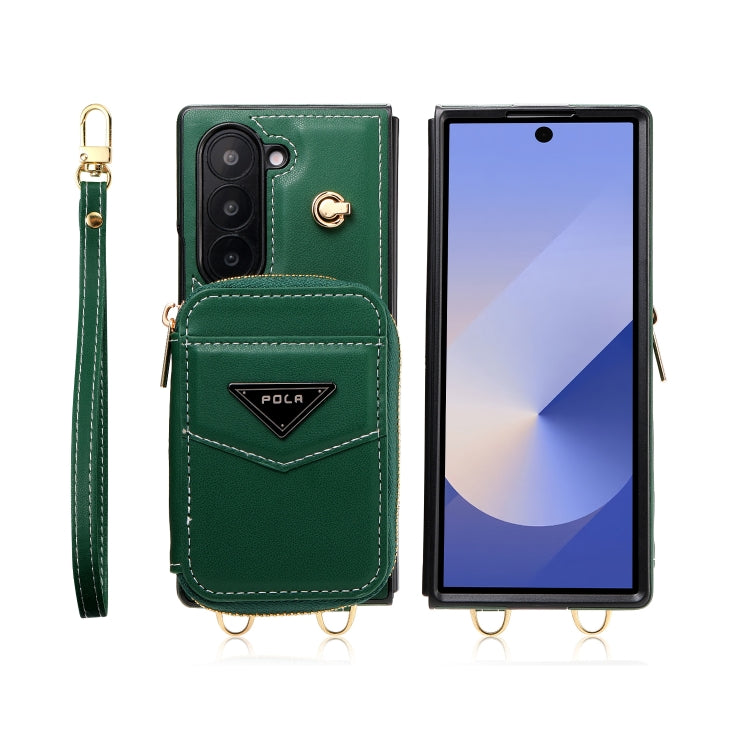 For Samsung Galaxy Z Fold6 POLA Multi-Card Slots Zipper Wallet Phone Case