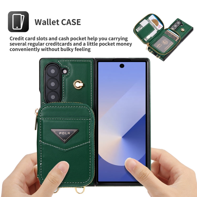 For Samsung Galaxy Z Fold6 POLA Multi-Card Slots Zipper Wallet Phone Case