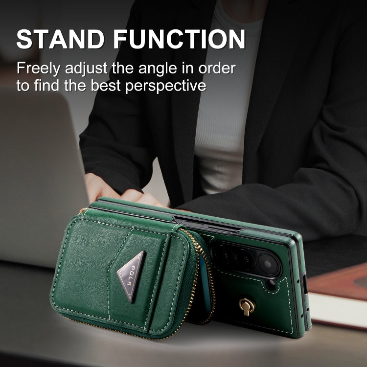 For Samsung Galaxy Z Fold6 POLA Multi-Card Slots Zipper Wallet Phone Case
