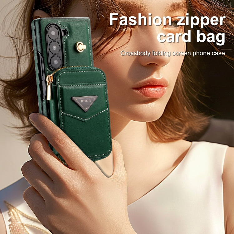 For Samsung Galaxy Z Fold6 POLA Multi-Card Slots Zipper Wallet Phone Case