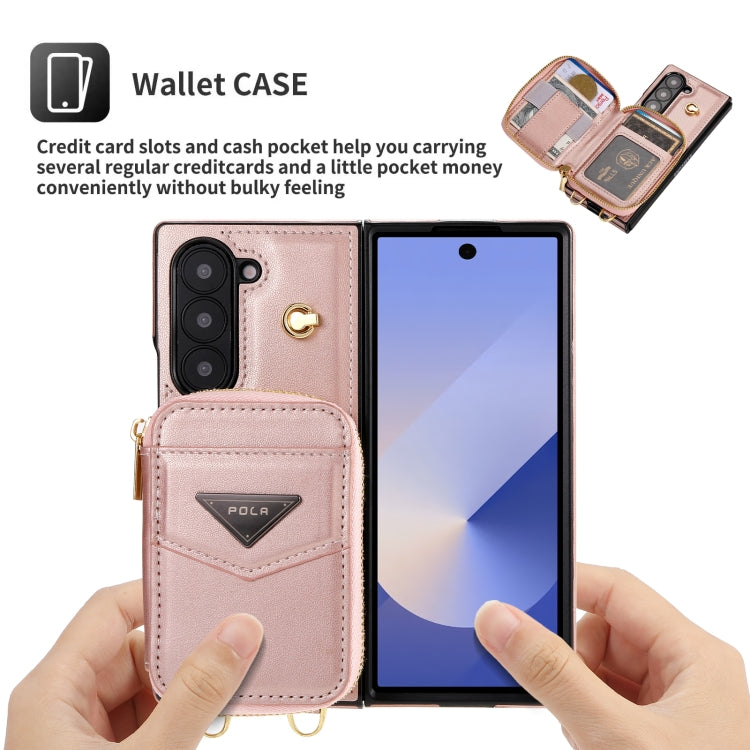 For Samsung Galaxy Z Fold6 POLA Multi-Card Slots Zipper Wallet Phone Case
