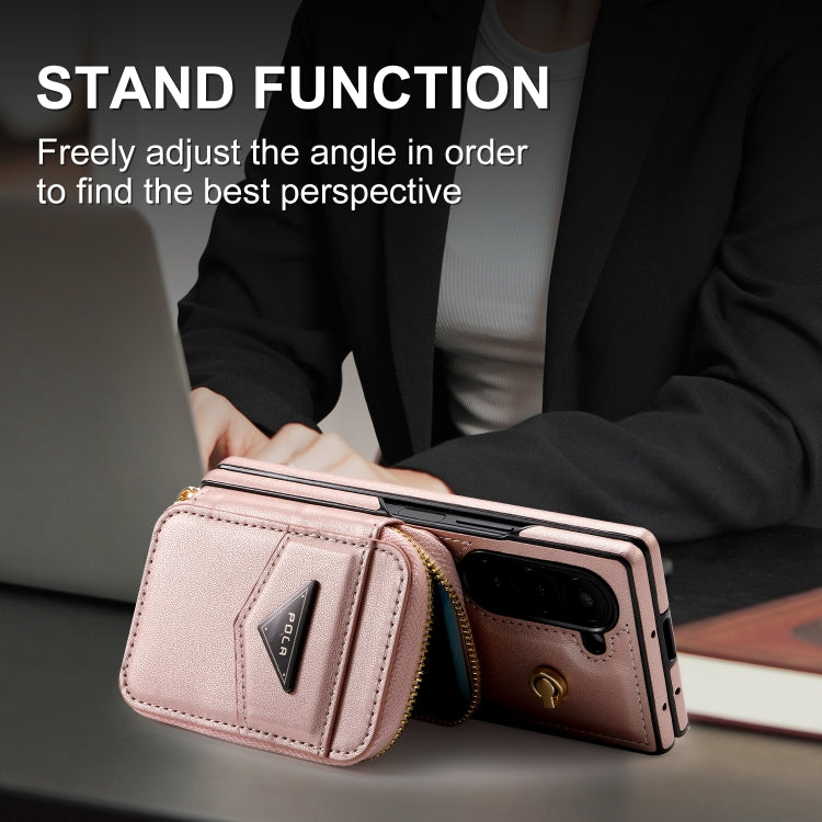 For Samsung Galaxy Z Fold6 POLA Multi-Card Slots Zipper Wallet Phone Case