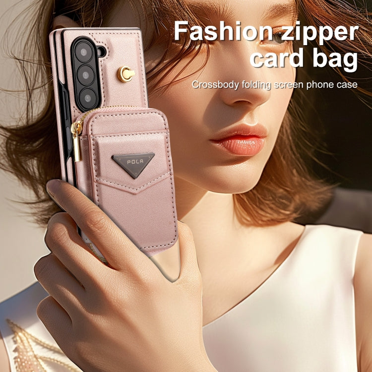 For Samsung Galaxy Z Fold6 POLA Multi-Card Slots Zipper Wallet Phone Case