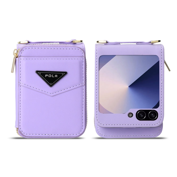 For Samsung Galaxy Z Flip6 POLA Multi-Card Slots Zipper Wallet Phone Case