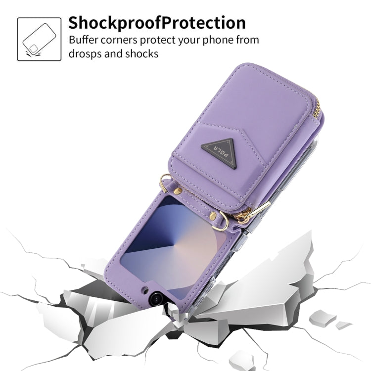 For Samsung Galaxy Z Flip6 POLA Multi-Card Slots Zipper Wallet Phone Case