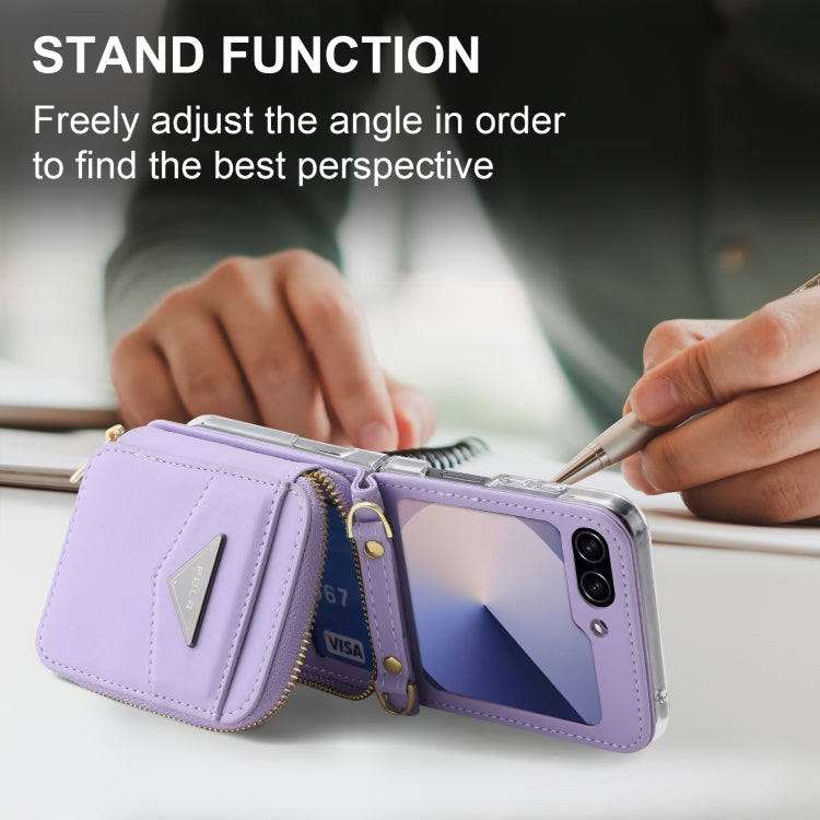 For Samsung Galaxy Z Flip6 POLA Multi-Card Slots Zipper Wallet Phone Case