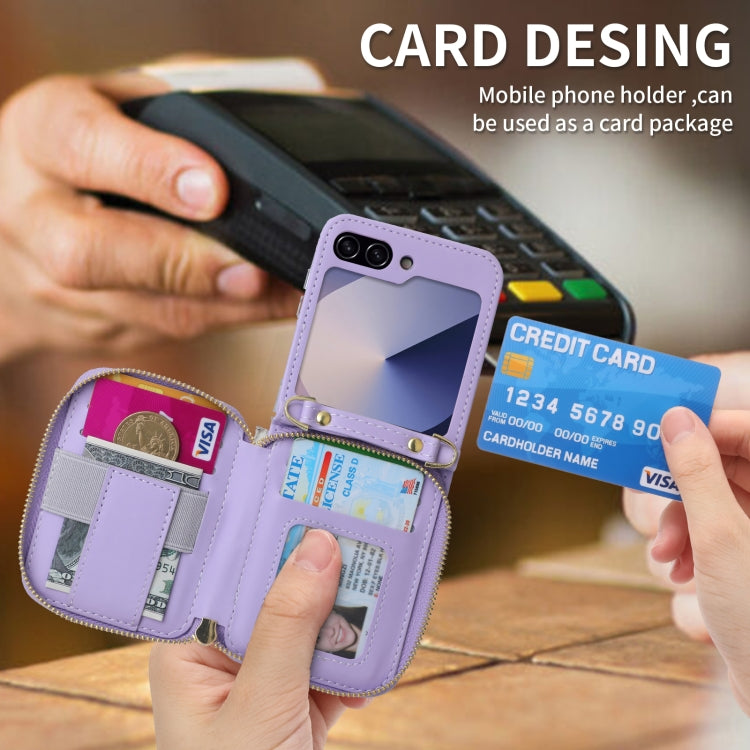 For Samsung Galaxy Z Flip6 POLA Multi-Card Slots Zipper Wallet Phone Case