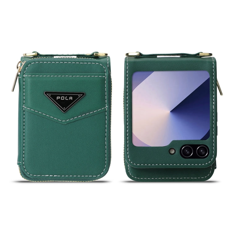 For Samsung Galaxy Z Flip6 POLA Multi-Card Slots Zipper Wallet Phone Case