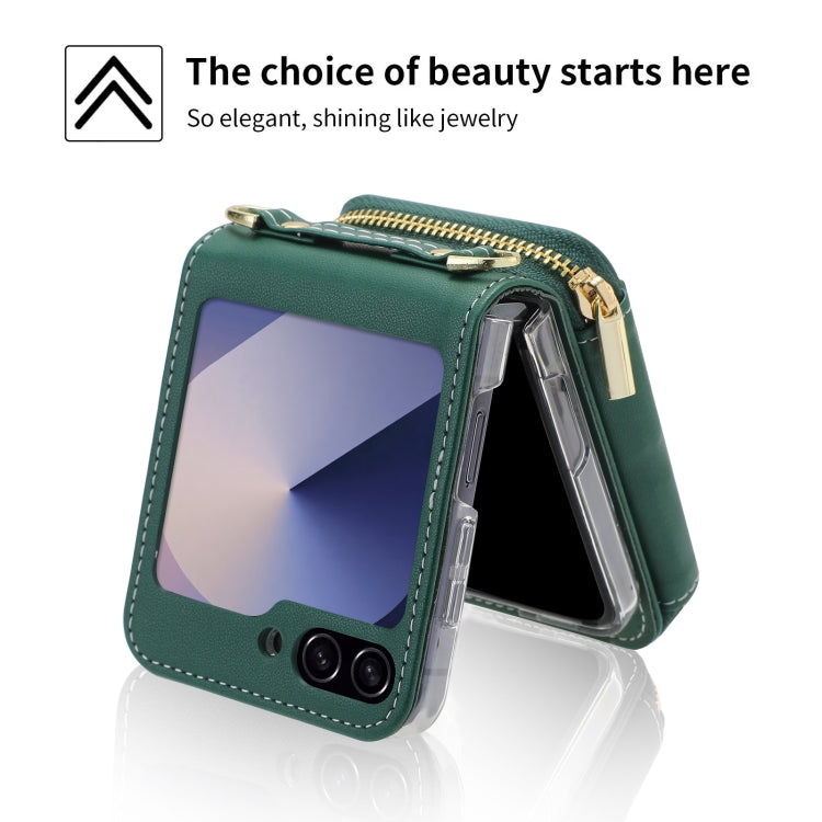 For Samsung Galaxy Z Flip6 POLA Multi-Card Slots Zipper Wallet Phone Case