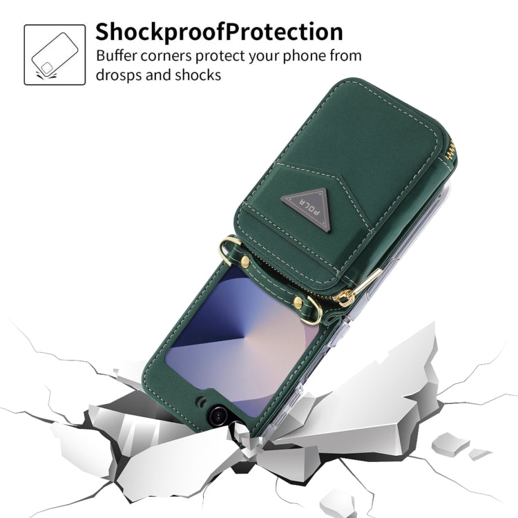 For Samsung Galaxy Z Flip6 POLA Multi-Card Slots Zipper Wallet Phone Case