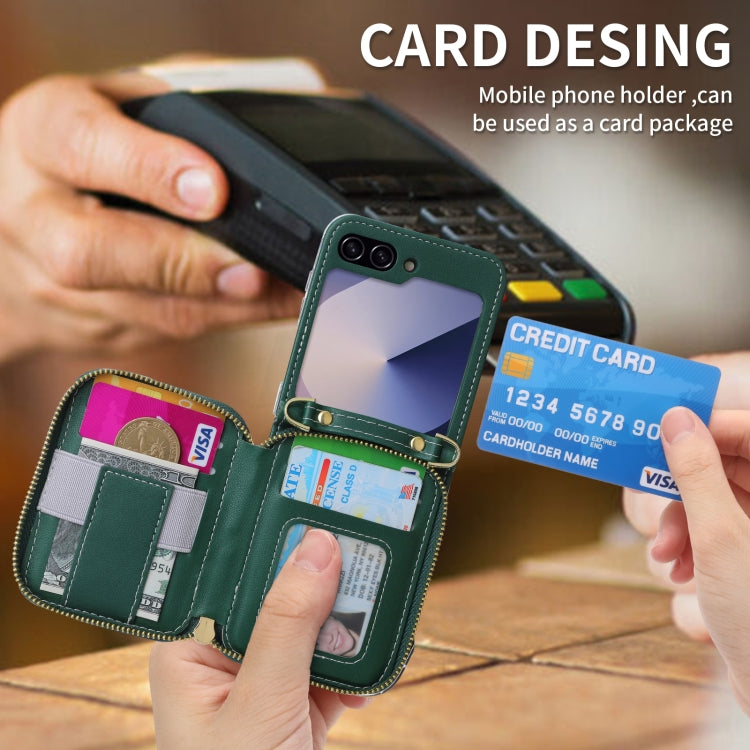 For Samsung Galaxy Z Flip6 POLA Multi-Card Slots Zipper Wallet Phone Case