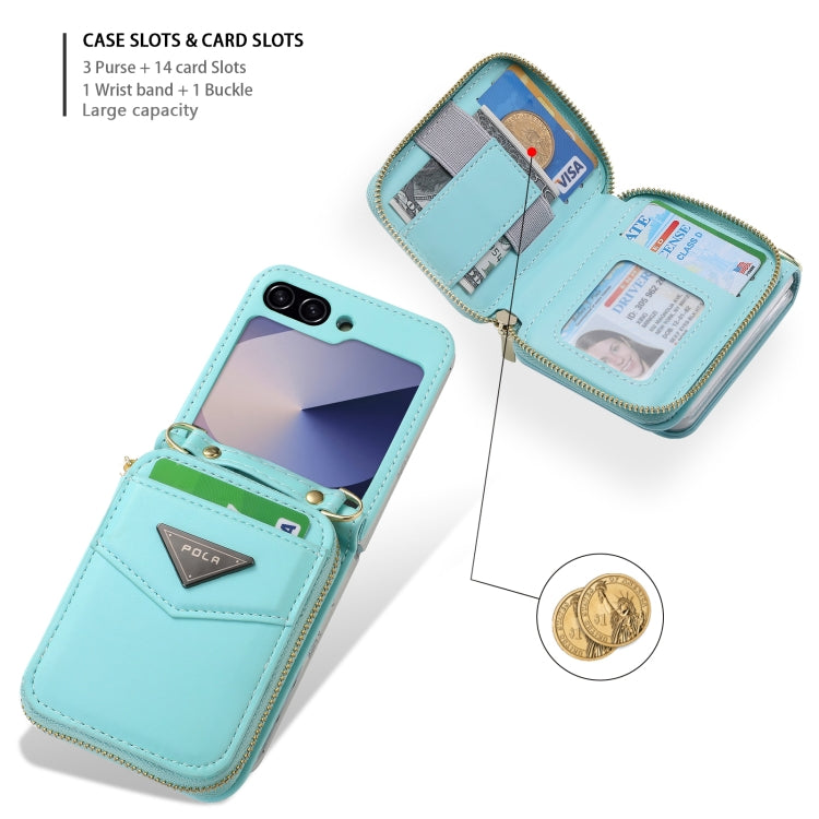For Samsung Galaxy Z Flip6 POLA Multi-Card Slots Zipper Wallet Phone Case