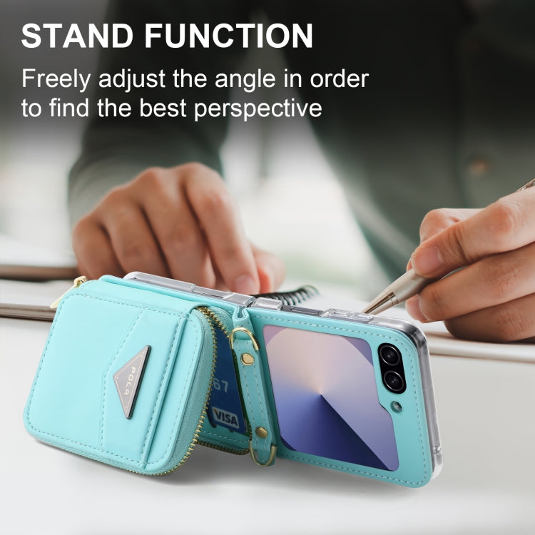 For Samsung Galaxy Z Flip6 POLA Multi-Card Slots Zipper Wallet Phone Case