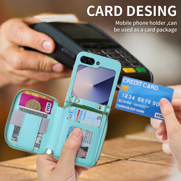 For Samsung Galaxy Z Flip6 POLA Multi-Card Slots Zipper Wallet Phone Case
